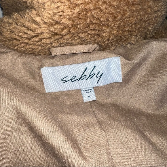 Sebby Women’s Camel Tan Teddy Bear Lined Topper Coat Medium - Picture 10 of 16